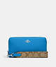 COACH®,LONG ZIP AROUND WALLET WITH SIGNATURE CANVAS,Leather,Mini,Silver/Racer Blue Multi,Front View