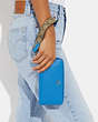 COACH®,LONG ZIP AROUND WALLET WITH SIGNATURE CANVAS,Leather,Mini,Silver/Racer Blue Multi,Detail View
