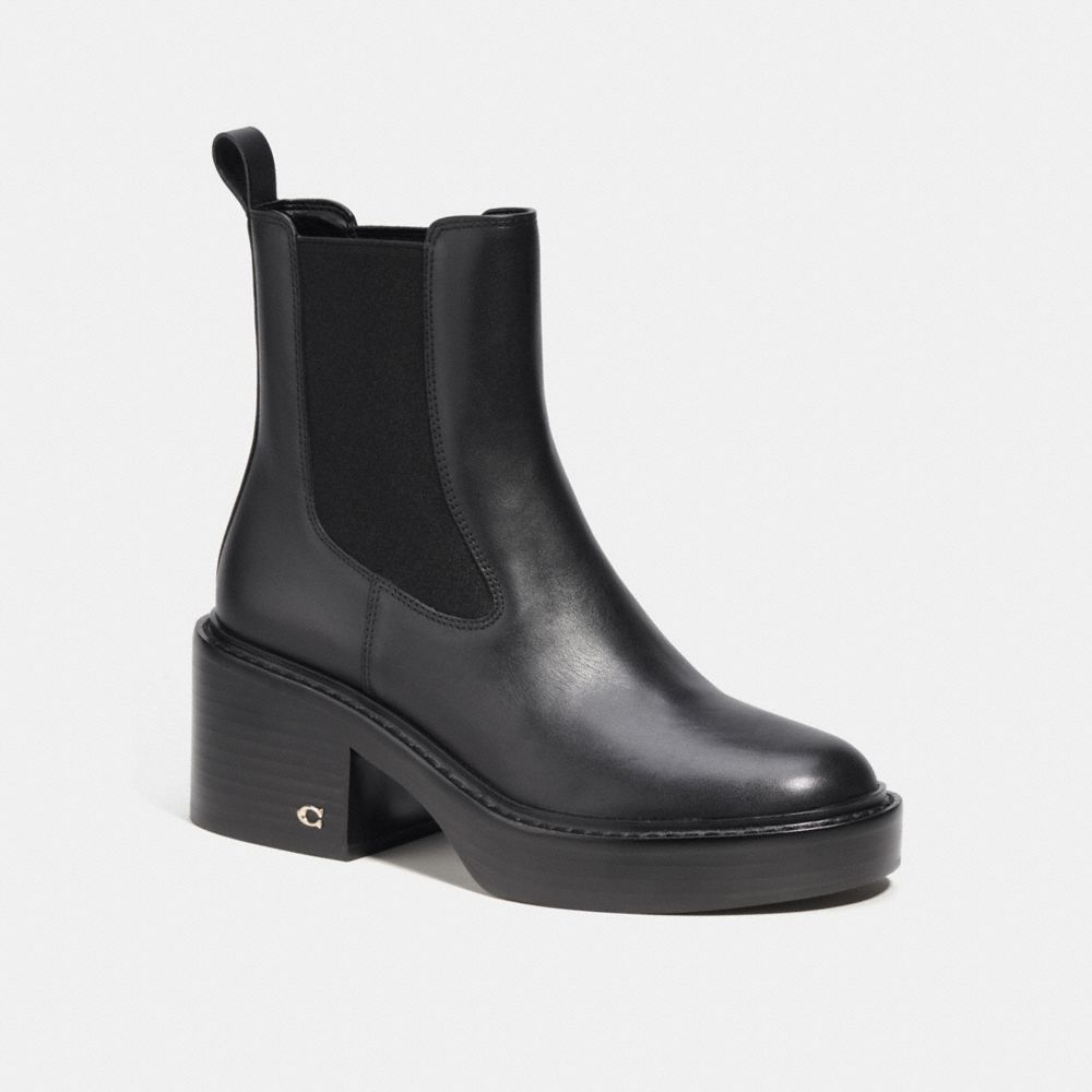 COACH®,KINSLEY BOOTIE,Leather,Black,Front View