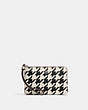 COACH®,CORNER ZIP WRISTLET WITH HOUNDSTOOTH PRINT,Mixed Material,Mini,Silver/Cream/Black,Front View