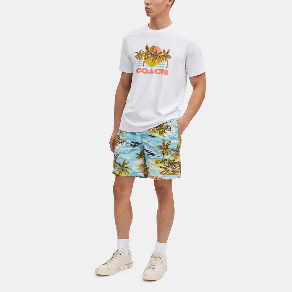 COACH®,HAWAIIAN GRAPHIC T-SHIRT,White,Scale View