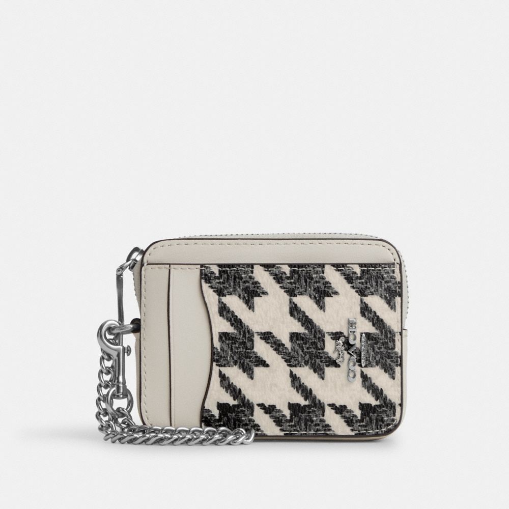 COACH® | Zip Card Case With Houndstooth Print