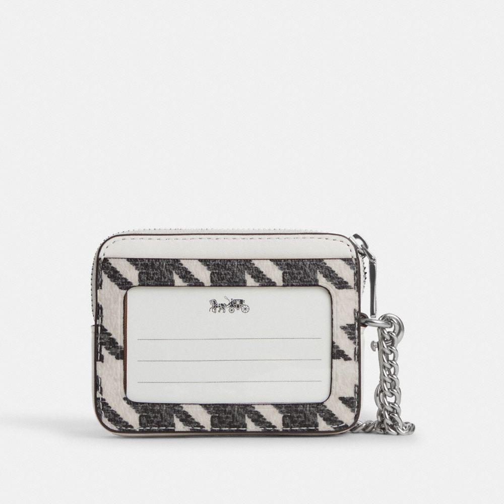 Zip Card Case With Houndstooth Print