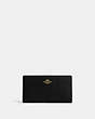 COACH®,SLIM ZIP WALLET,Crossgrain Leather,Medium,Gold/Black,Front View