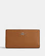 COACH®,SLIM ZIP WALLET,Crossgrain Leather,Silver/Light Saddle,Front View