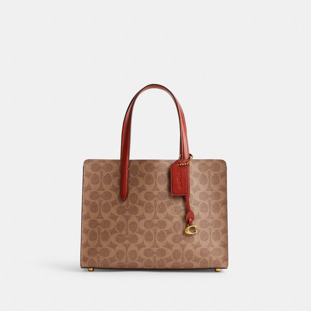 COACH®,CARTER CARRYALL BAG 28 IN SIGNATURE CANVAS,Coated Canvas,Medium,Brass/Tan/Rust,Front View