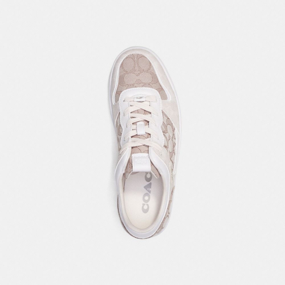 COACH®,C201 Sneaker In Signature Jacquard,Leather,Canvas,Polyester,Rubber,Cotton,Casual,Color Block,Traction,Casual,Multi Color,Inside View,Top View
