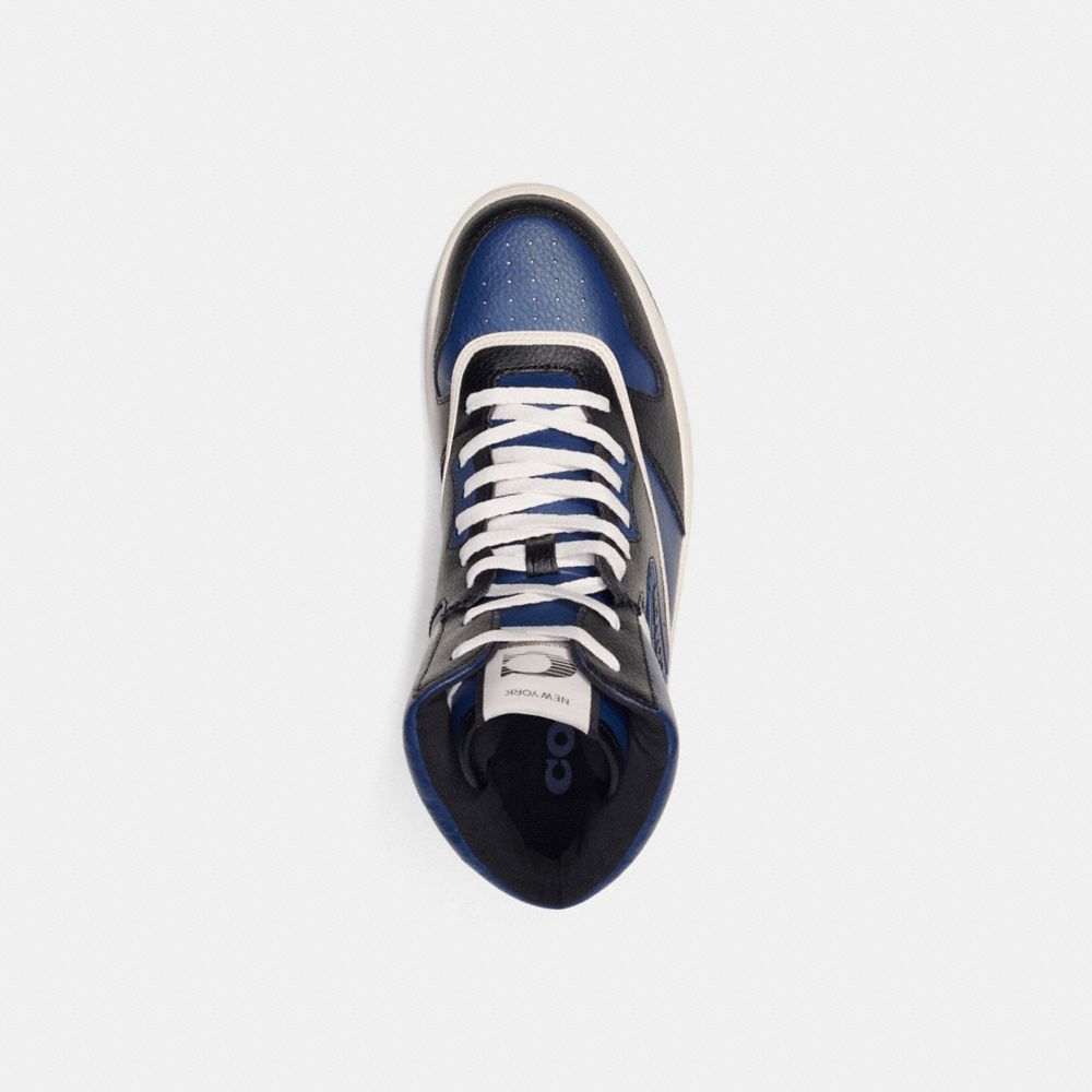 COACH®,C202 HIGH TOP SNEAKER,Leather,Deep Blue,Inside View,Top View