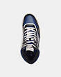 COACH®,C202 HIGH TOP SNEAKER,Leather,Deep Blue,Inside View,Top View