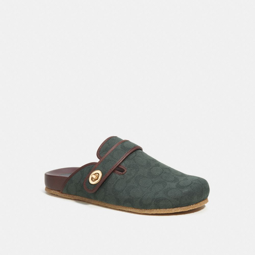 COACH®,CLOG IN SIGNATURE JACQUARD,Signature Jacquard,Amazon Green,Front View image number 0