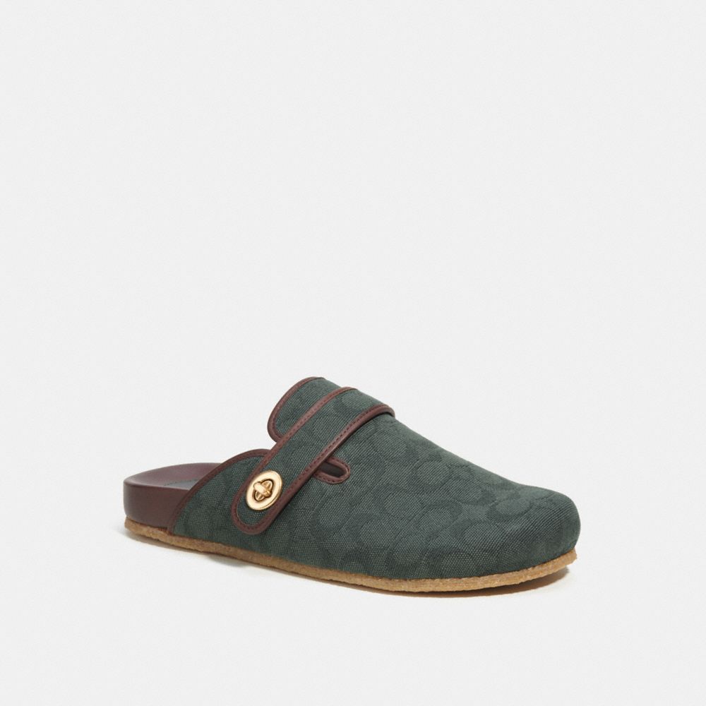 COACH®,CLOG IN SIGNATURE JACQUARD,Signature Jacquard,Amazon Green,Front View