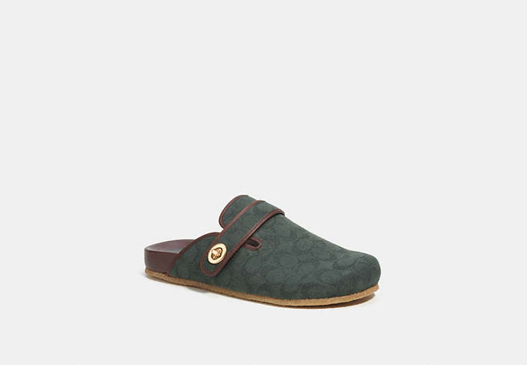 COACH®,CLOG IN SIGNATURE JACQUARD,Signature Jacquard,Amazon Green,Front View image number 0