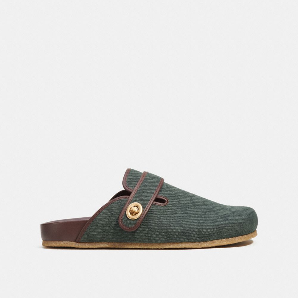 COACH®,CLOG IN SIGNATURE JACQUARD,Signature Jacquard,Amazon Green,Angle View