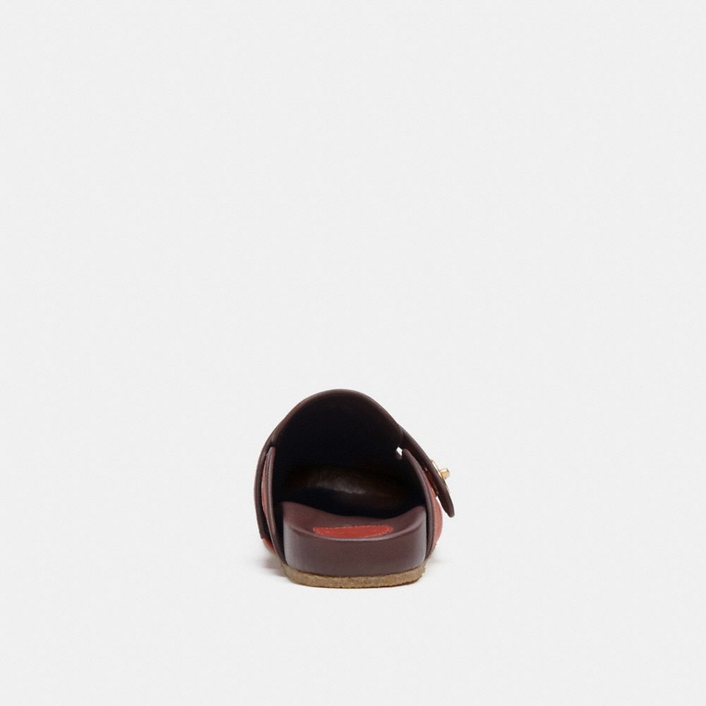 COACH®,Clog In Signature Jacquard,Leather,Mules,Piping,Casual,Maroon,Alternate View