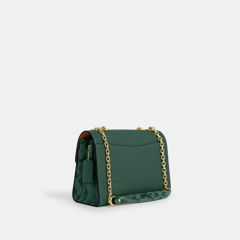 COACH®,LANE SHOULDER BAG,Novelty Leather,Medium,Im/Dark Pine,Angle View