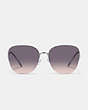 COACH®,METAL ROUNDED SUNGLASSES,Grey Pink Gradient,Inside View,Top View
