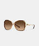 COACH®,TEA ROSE OVERSIZED OPEN SQUARE SUNGLASSES,Brown Gradient,Front View