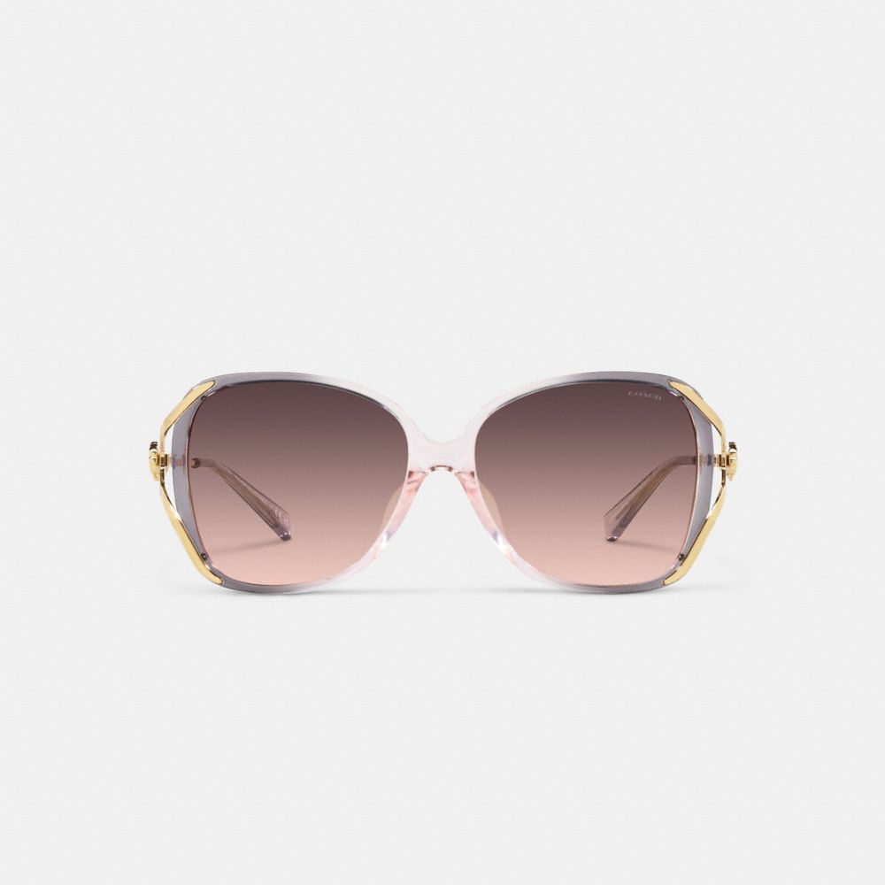COACH®,Tea Rose Oversized Open Square Sunglasses,,Inside View,Top View