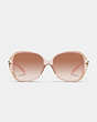 COACH®,TEA ROSE OVERSIZED OPEN SQUARE SUNGLASSES,Pink Gradient,Inside View,Top View