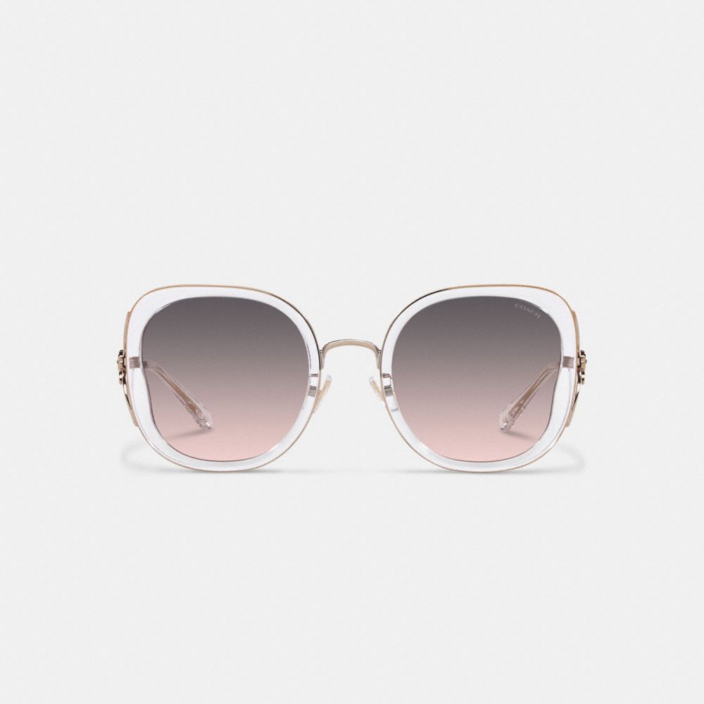 COACH®,Tea Rose Oversized Butterfly Square Sunglasses,Square,Metal,Integrated Nose Pads,Casual,Multi Color,Inside View,Top View