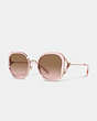 COACH®,TEA ROSE OVERSIZED BUTTERFLY SQUARE SUNGLASSES,Plastic,Crystal Pink,Front View