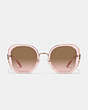 COACH®,TEA ROSE OVERSIZED BUTTERFLY SQUARE SUNGLASSES,Plastic,Crystal Pink,Inside View,Top View