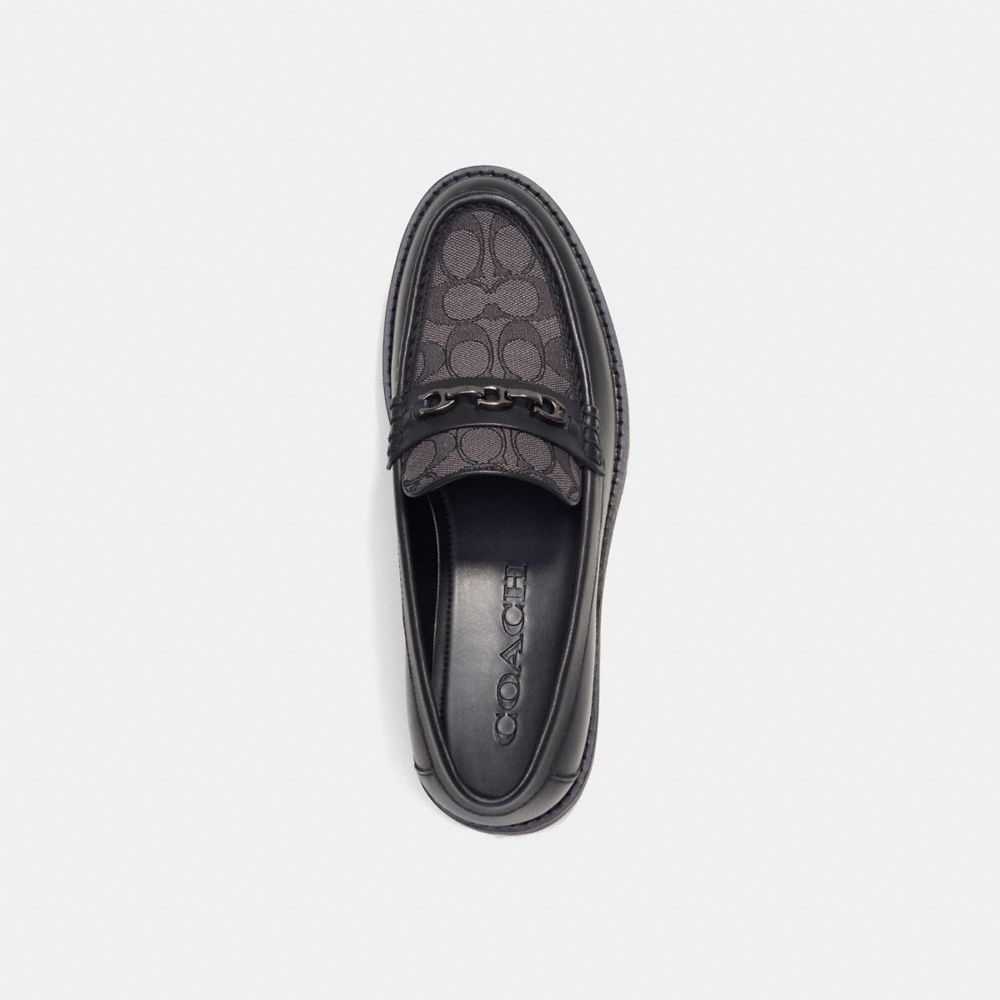 COACH®,BROOKS LOAFER IN SIGNATURE JACQUARD,Smoke Coal/Black,Inside View,Top View