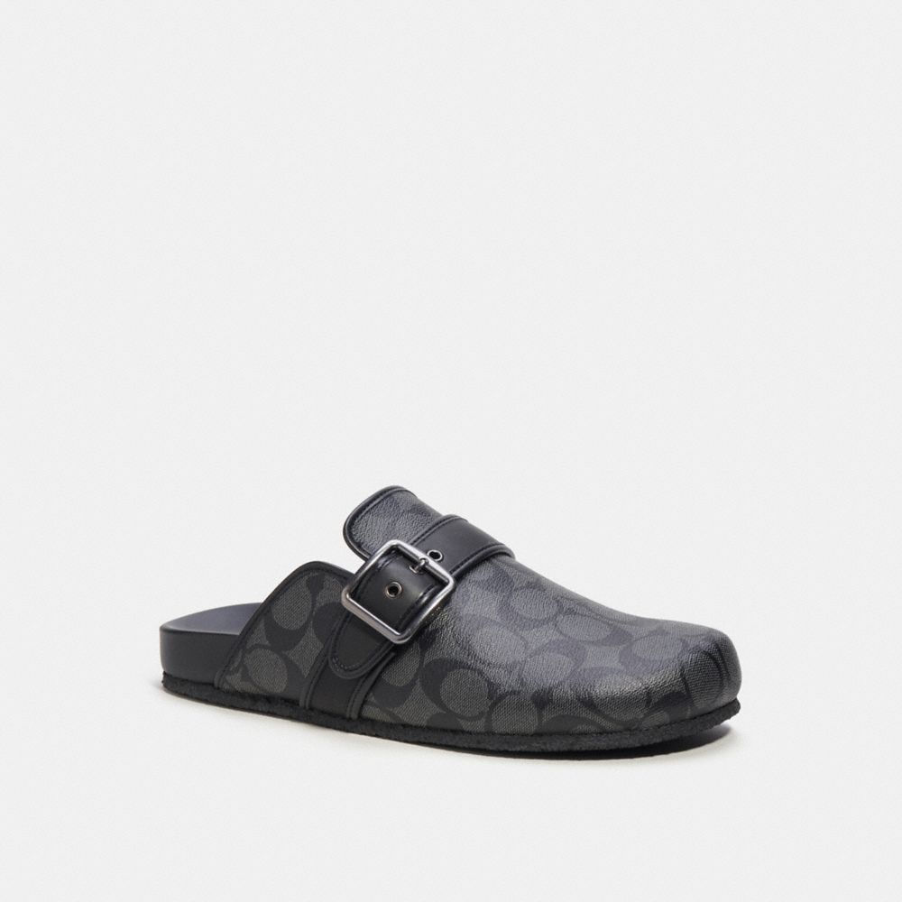 COACH®,CLOG SANDAL IN SIGNATURE CANVAS,Black,Front View