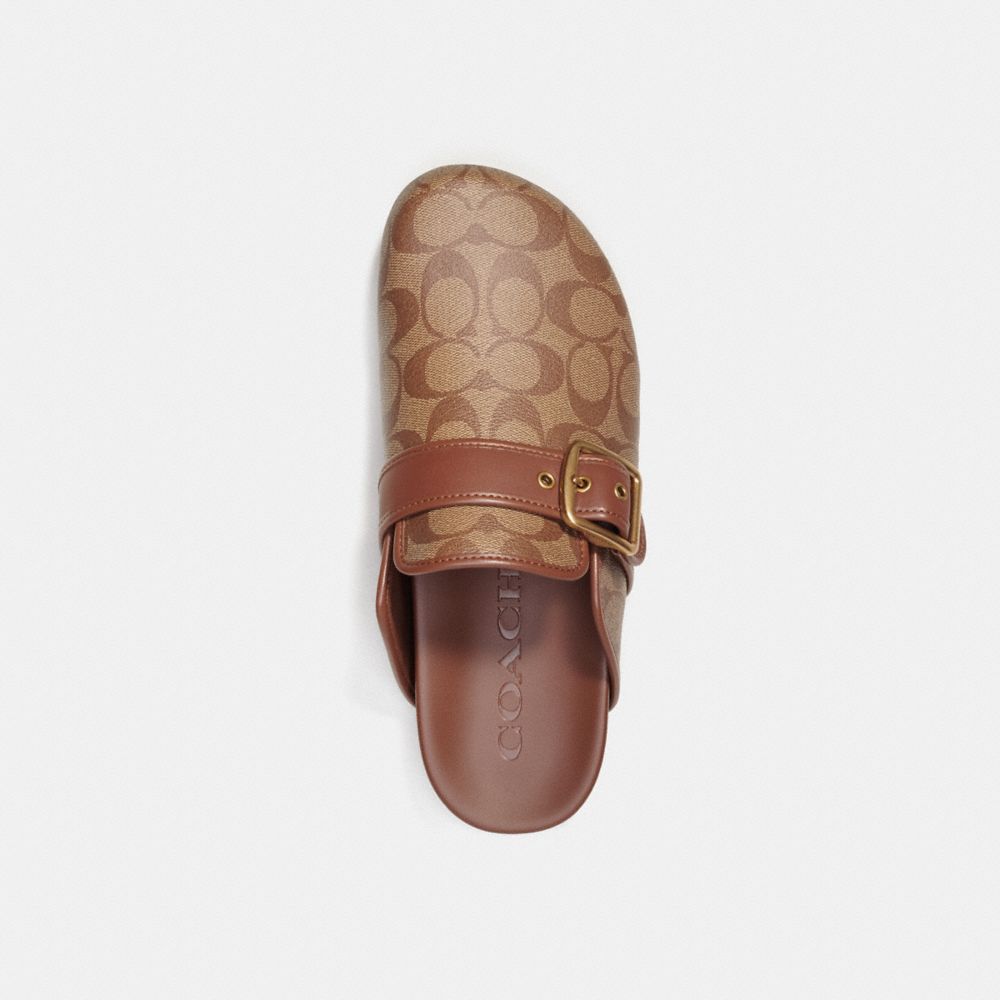 COACH®,CLOG SANDAL IN SIGNATURE CANVAS,Dark Saddle,Inside View,Top View