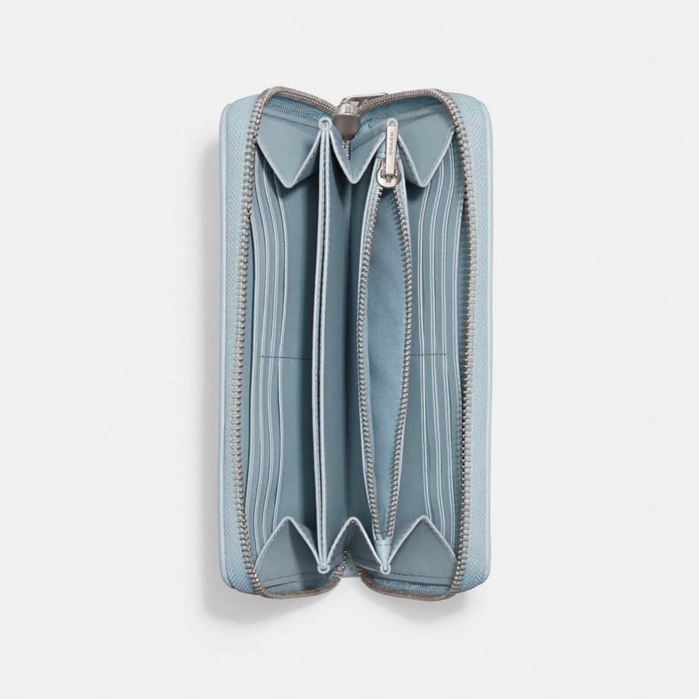 COACH®,アコーディオン ジップ ウォレット・シグネチャー デニム,長財布,ﾍﾟｰﾙ ﾌﾞﾙｰ