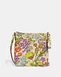 COACH®,KITT MESSENGER CROSSBODY WITH FLORAL PRINT,Pebbled Leather,Small,Brass/Ivory Multi,Front View