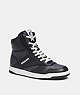 COACH®,C202 HIGH TOP SNEAKER IN SIGNATURE CANVAS,Signature Coated Canvas,Charcoal/Black,Front View