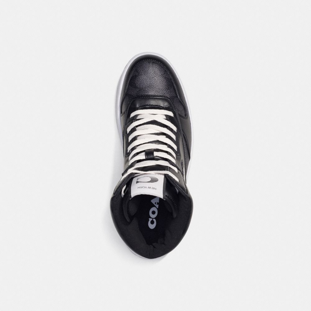 COACH®,C202 HIGH TOP SNEAKER IN SIGNATURE CANVAS,Signature Coated Canvas,Charcoal/Black,Inside View,Top View