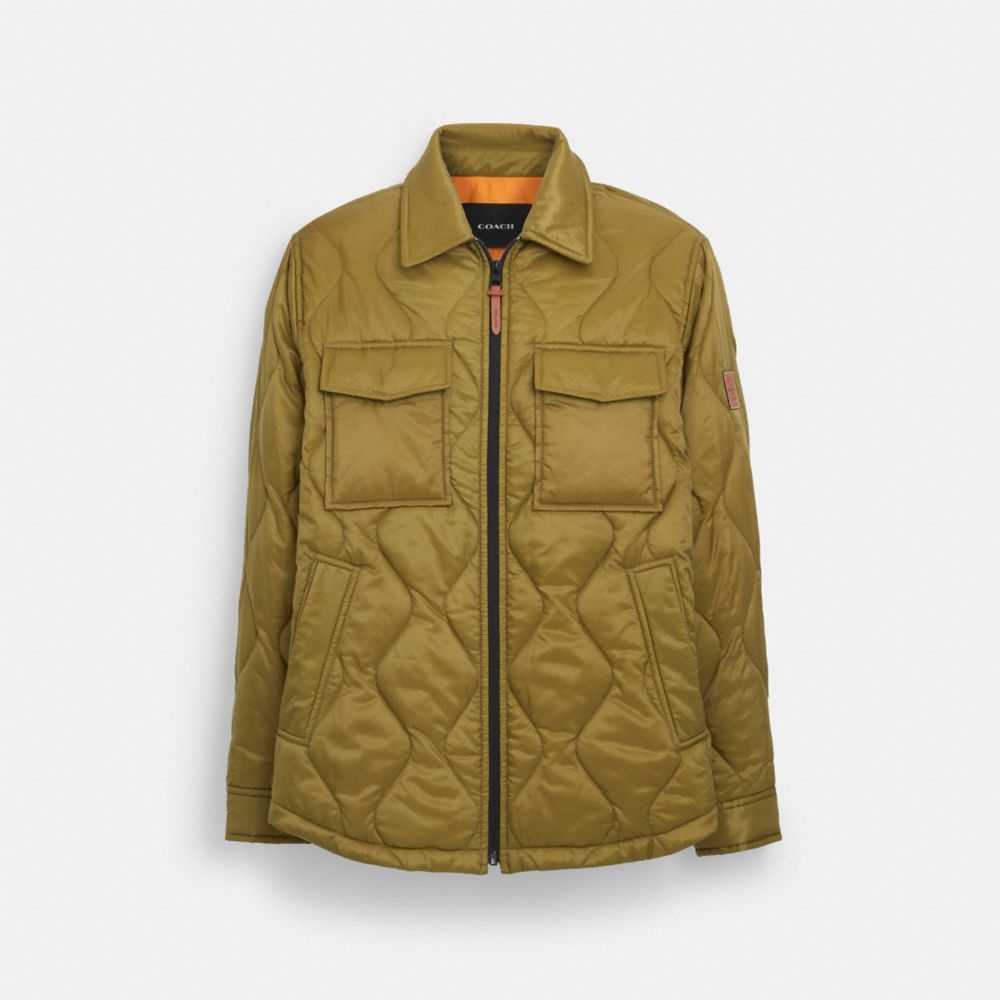 COACH®,LIGHTWEIGHT QUILTED JACKET,Olive Green,Front View