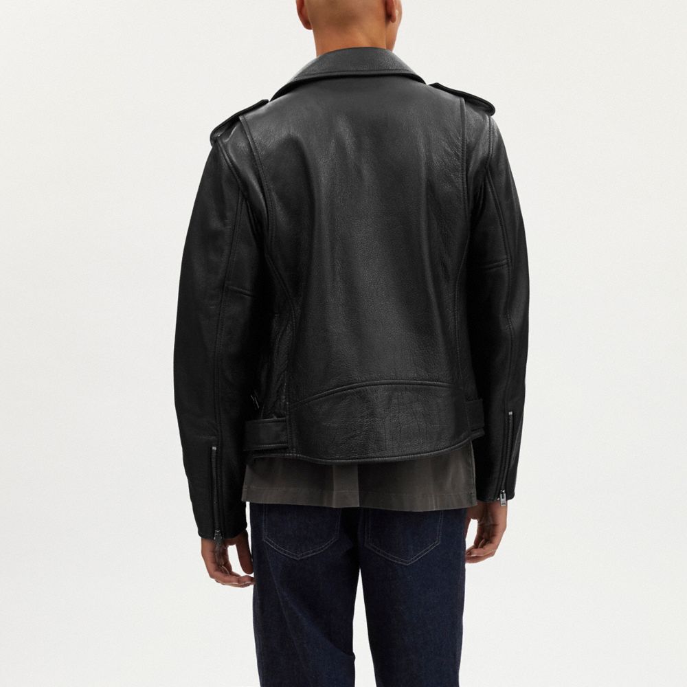 COACH®,LEATHER MOTO JACKET,Black,Scale View