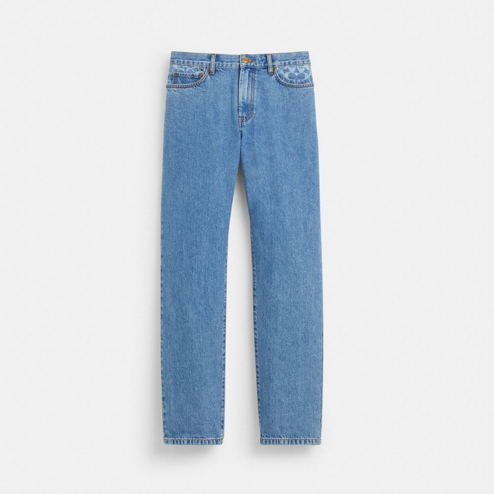 COACH®,STRAIGHT FIT DENIM JEANS,Medium Indigo,Front View