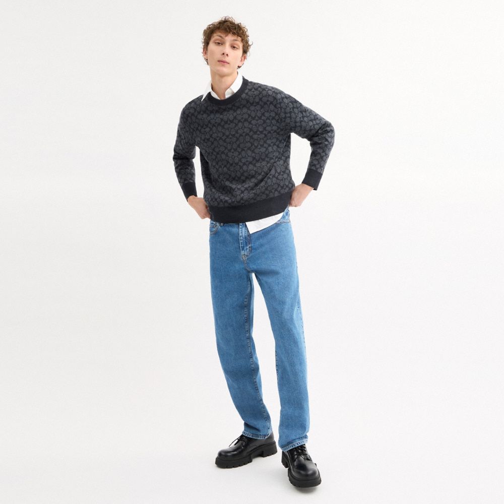 COACH®,STRAIGHT FIT DENIM JEANS,Medium Indigo,Scale View