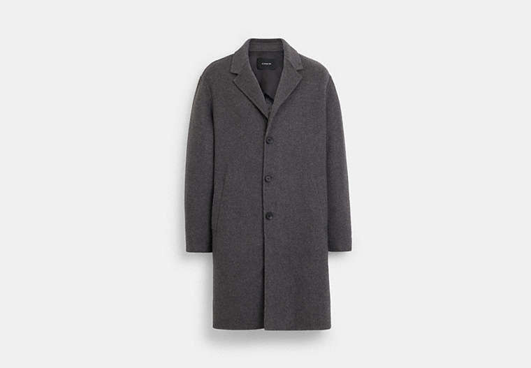 COACH®,WOOL TOPCOAT,Heather Grey,Front View
