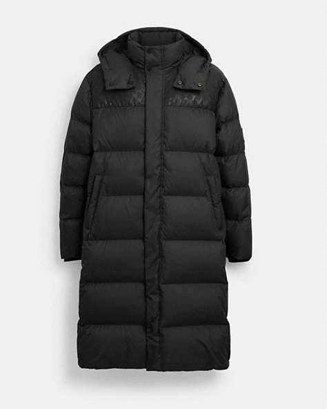 COACH®,LONG PUFFER JACKET,Black,Front View