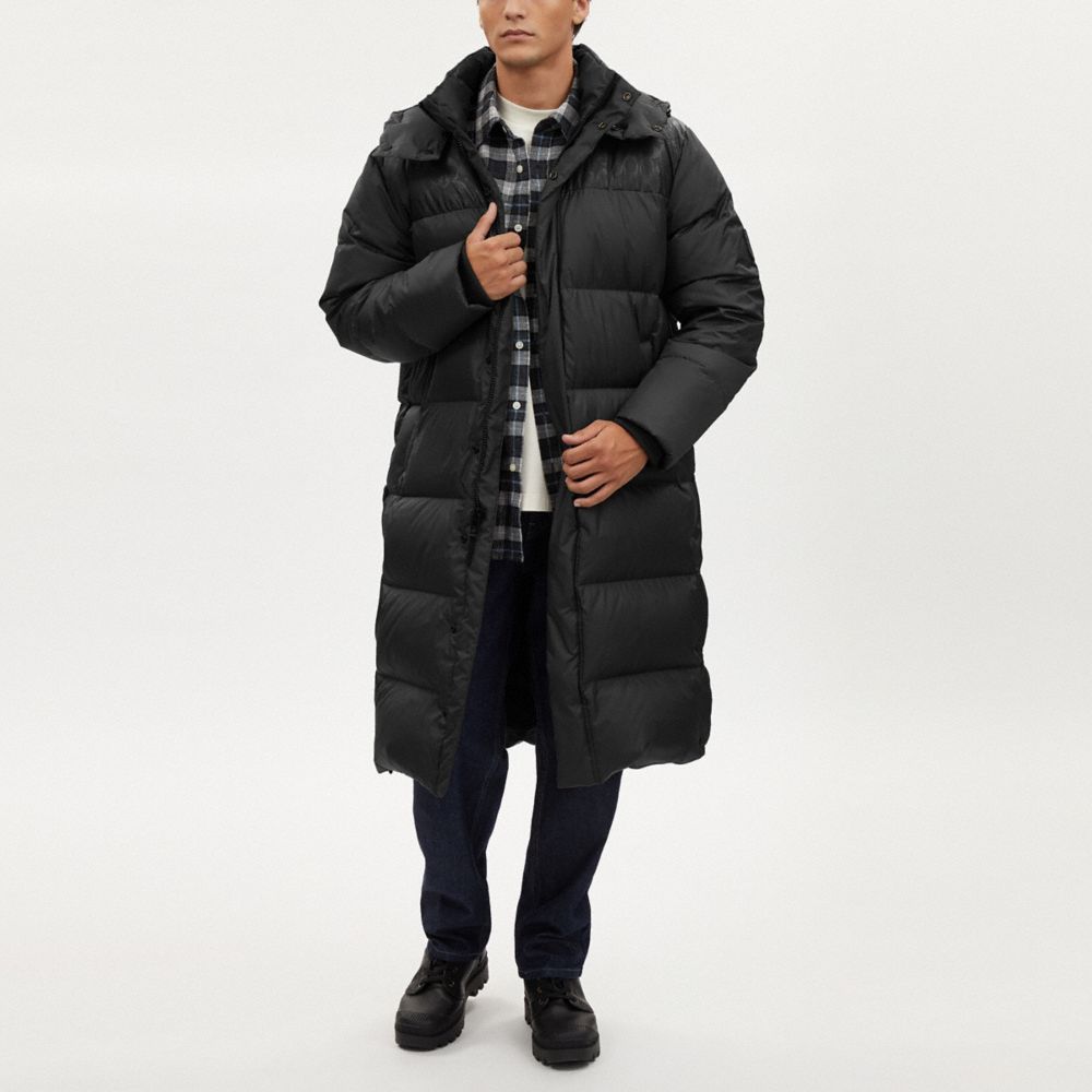 Mens black store long puffer jacket