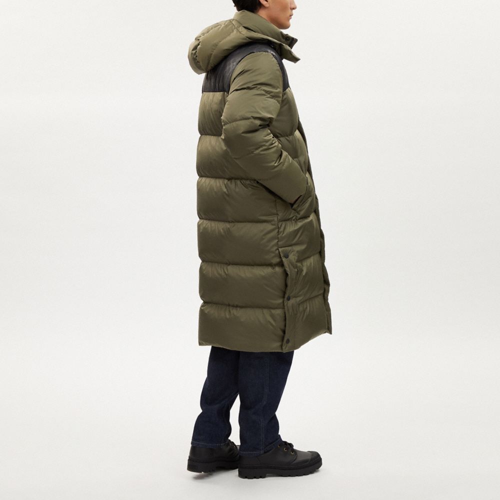 COACH®,LONG PUFFER JACKET,Olive,Scale View