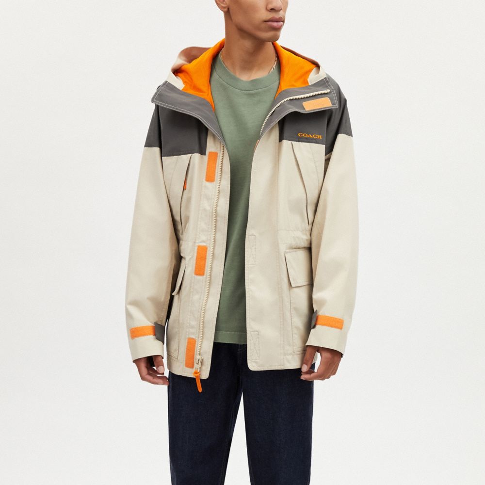 COACH®,COLORBLOCK FUNCTIONAL JACKET,Light Grey / Graphite,Scale View