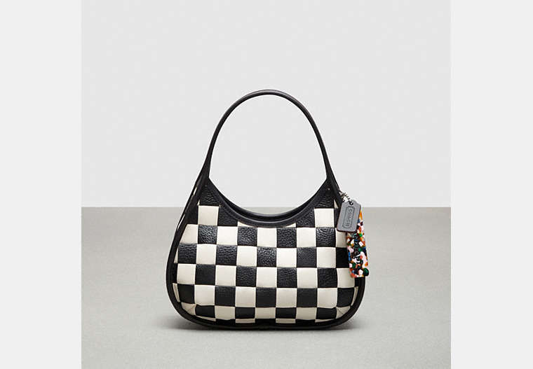 COACH®,Ergo Bag in Checkerboard Patchwork Upcrafted Leather,Upcrafted Leather™,Small,Checkerboard,Black/Chalk,Front View image number 0