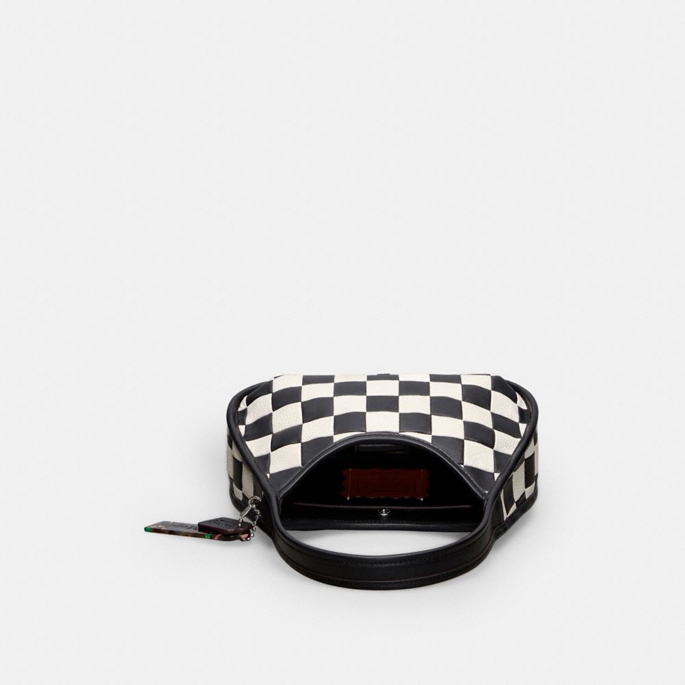 COACH®,Ergo Bag In Checkerboard Upcrafted Leather,Leather,Shoulder Bag,Plastic,Logo,Day Party,Multi Color,Inside View,Top View