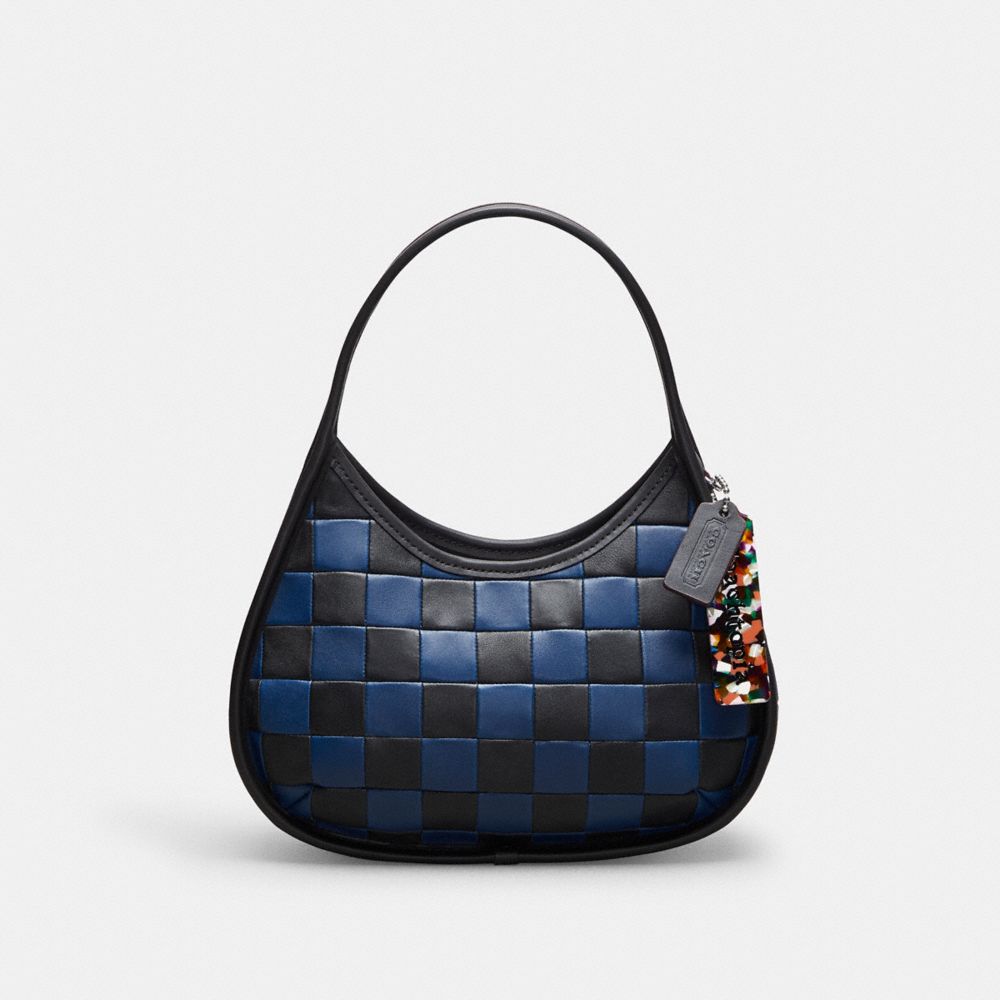 COACH®,Ergo Bag In Checkerboard Upcrafted Leather,Leather,Shoulder Bag,Plastic,Embossed,Logo,Piping,Day Party,Multi Color,Front View