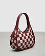 COACH®,Ergo Bag in Checkerboard Patchwork Upcrafted Leather,Upcrafted Leather™,Small,Checkerboard,Wine/Pink,Angle View
