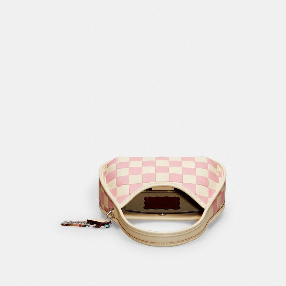 COACH®,Ergo Bag In Checkerboard Upcrafted Leather,Leather,Shoulder Bag,Plastic,Logo,Day Party,Multi Color,Inside View,Top View