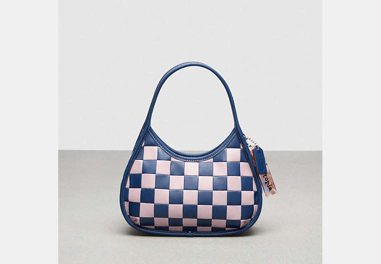 COACH®,Ergo Bag in Checkerboard Patchwork Upcrafted Leather,Upcrafted Leather™,Small,Checkerboard,Deep Blue/Ice Purple,Front View
