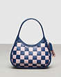 COACH®,Ergo Bag in Checkerboard Patchwork Upcrafted Leather,Upcrafted Leather™,Small,Checkerboard,Deep Blue/Ice Purple,Front View