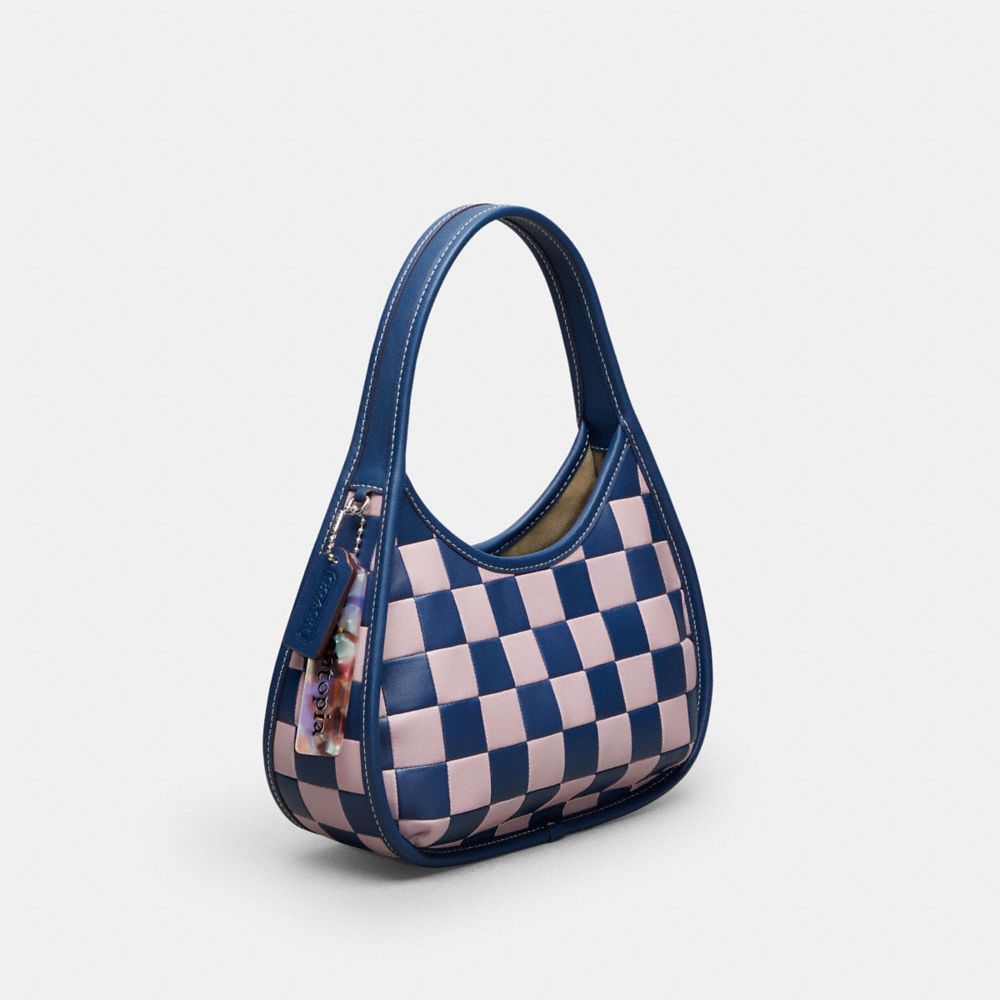 COACH®,Ergo Bag In Checkerboard Upcrafted Leather,Leather,Shoulder Bag,Plastic,Logo,Day Party,Multi Color,Angle View